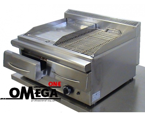 Heavy Duty Gas Vapour Chargrill  -1/2 Gas Griddle & 1/2 Gas Grates 800x630x340 mm