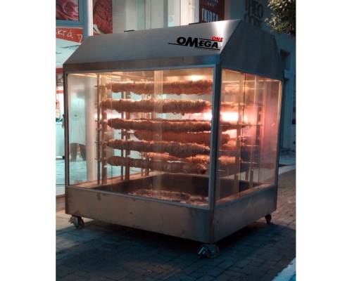 Charcoal chargrill with rotating spits -15 Spits Panoramic Grill