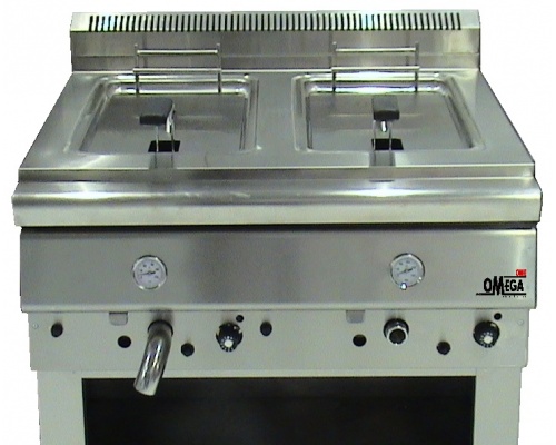 Gas Friteuse Doppelt 8 + 8 Liter -mit Thermometer Modell 700