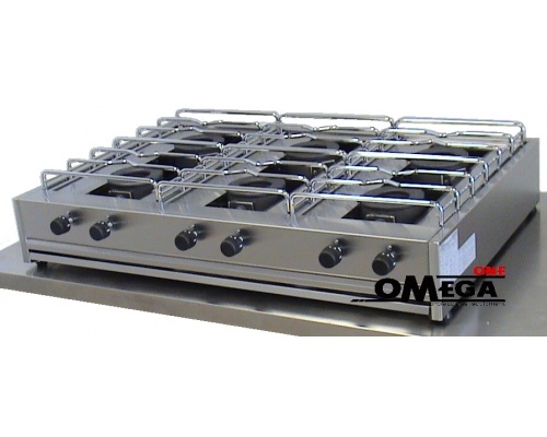 6 Εστίες Αερίου -Επιτραπέζια Κουζίνα με Θερμοκόπια 206S 