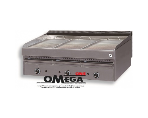 Heavy Duty Gas Vapour Chargrill -3 Burners 1130x700x430 mm