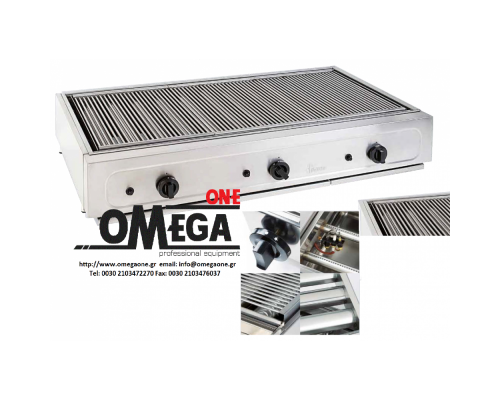 Professional Gas Vapour Chargrill -3 Burners 1180x700x200 mm