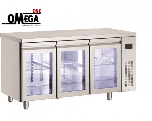 Ψυγείο Πάγκος Χωρίς Μοτέρ με Γυάλινες πόρτες διαστ. 1540x700x870 mm PNN999GL