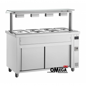 4 x 1/1 GN Bain Marie Hot Cupboard & Heated Gantry dim. 1406x700x1313mm