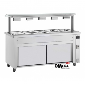 5 x 1/1 GN Bain Marie Hot Cupboard & Heated Gantry dim. 1792x700x1313mm  