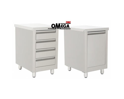 Stainless Steel Cupboard with container or a set of drawers Available with an upstand or without the work-top