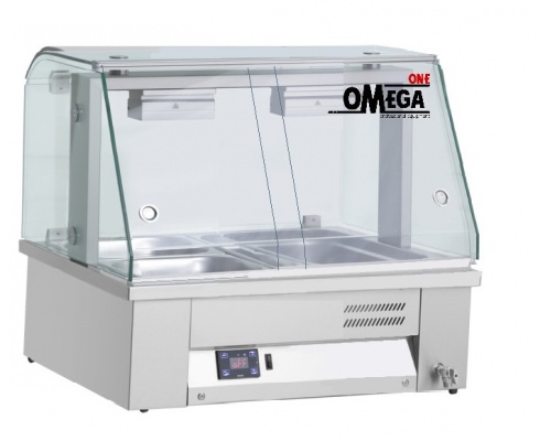  2 x 1/1 GN Table Top Bain Marie with Glass Screen -Wet Heat dim. 760x630x710 mm