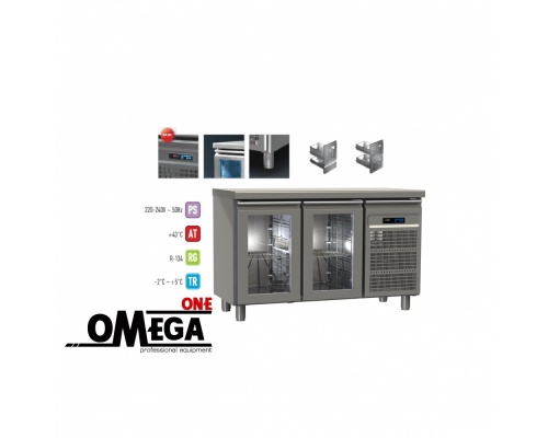 Ψυγείο Πάγκος Συντήρηση με 2 Γυάλινες Πόρτες διαστ. 1300x700x865 mm GN 1/1 Σειρά 70 