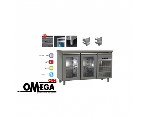 2 Glass Doors Refrigerated Counter dim. 1300x700x865 mm GN 1/1 Series 70 