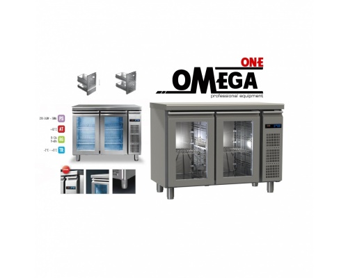2 Glass Doors Refrigerated Counter Without Compressor dim. 1145x700x865 mm GN 1/1