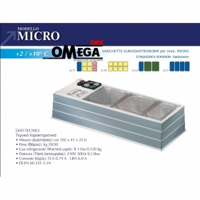 Tisch-Kühlvitrine/Salatbar Pizzakühlaufsätze Größe 1020x410x220 mm mod. MICRO