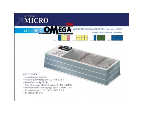 Counter Top Display Fridge dim. 1020x410x220 mm mod. MICRO