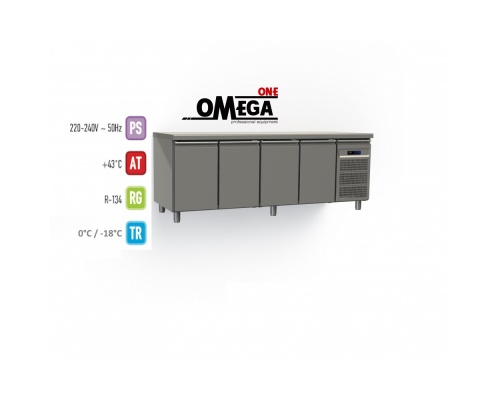 4 Doors Freezer Prep Counter dim. 2200x600x865 mm GN 1/2 & 1/3 MKF227PPPΡ 