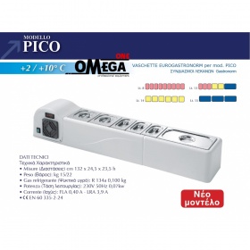 Tisch-Kühlvitrine/Salatbar Pizzakühlaufsätze Größe 1320x245x235 mm mod. PICO