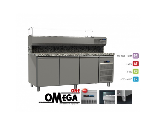 Refrigerated Pizza / Salad Prep Counter dim. 2200x800x865/1440 mm 