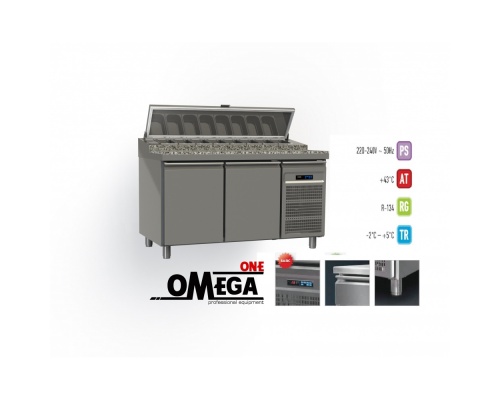 Kühltisch Pizza-Saladette maße: 1450x800x865/1020/1380 mm -Granitplatte 