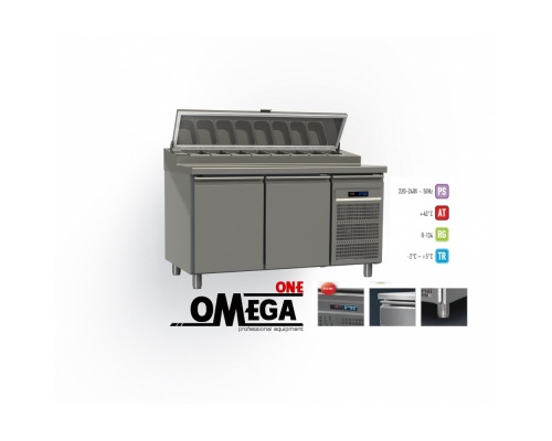 Refrigerated Salad & Pizza Topping Unit dim. 1450x800x865/1020/1380 mm 