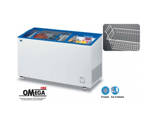 Hinged Glass Lid Display Chest Freezer 5 Βaskets VCI 430