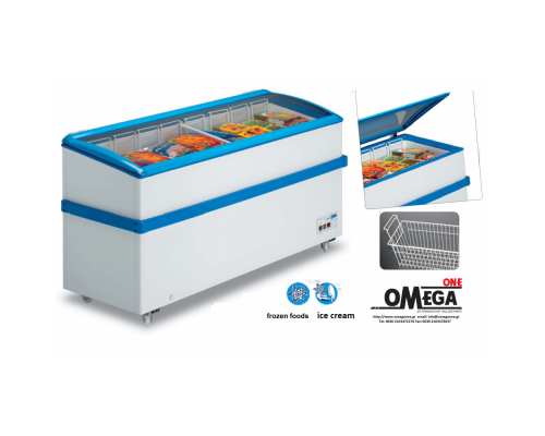 VLC Hinged Glass Lid Display Chest Freezer 