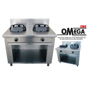 Gas Wok Cooker 2 Burners Wok (on open cabinet)