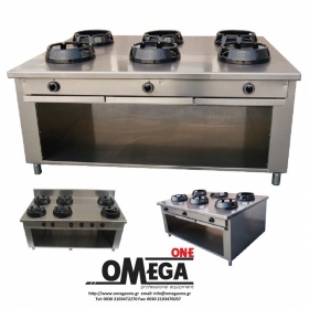 Gas Wok Cooker 6 Burners Wok (on open cabinet)