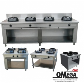 Gas Wok Cooker 4 Burners Wok (on open cabinet)