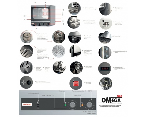 Electric Convection Oven 4 GN 1/1 -4,8 kW with Humidifier ERU411PW