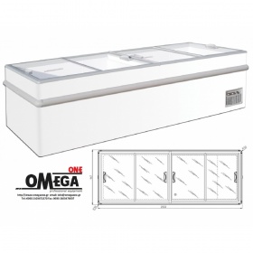 250 ONE Flat Sliding Glass Lid Chest Freezer 