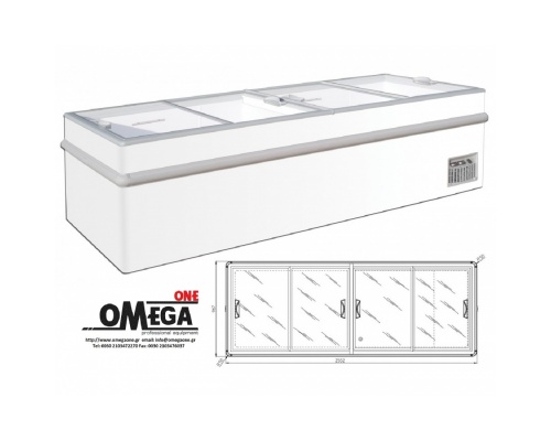 250 ONE Flat Sliding Glass Lid Chest Freezer 