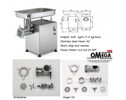 Meat Mincer 450 kg/h MINERVA A/E 32 Omega One
