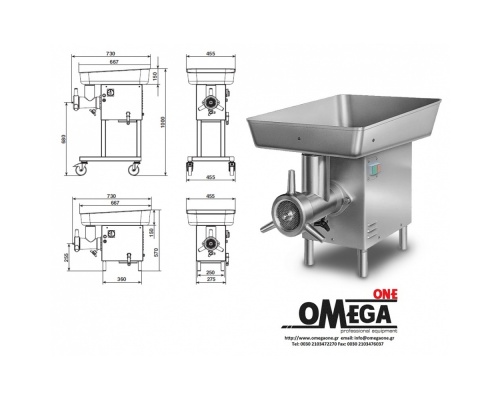 Μηχανή για Κιμά 400 kg/ώρα OMEGA TF32S  (λειτουργία Start-Stop-Αντιστροφή) 