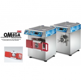 Omega Group C/E W22H Refrigerated Meat Mincer max 300 Kg/h made of with Semiautomatic Hamburger Attachment