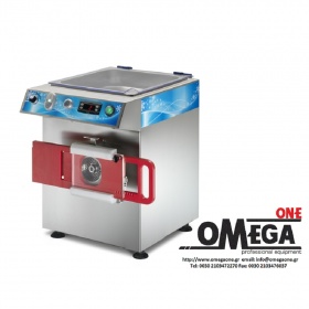 Omega Group C/E R22H Refrigerated Meat Mincer max 300 Kg/h made of with Semiautomatic Hamburger Attachment