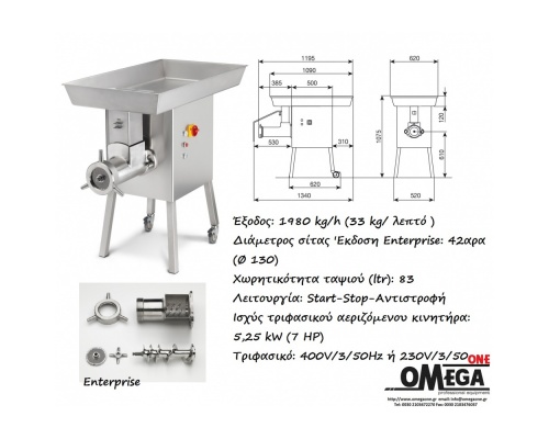 Floor Standing Meat Mincer 1980 kg/h MINERVA C/E MINERVA C/E 242Χ 
