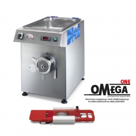 Omega Group C/E R32H Refrigerated Meat Mincer max 500 Kg/h made of with Semiautomatic Hamburger Attachment