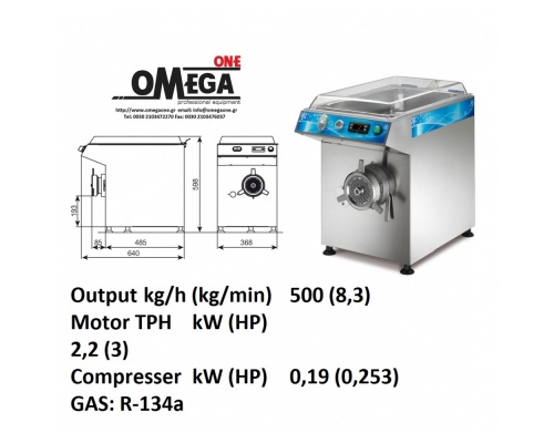 Gekühlter Fleischwolf max 500 Kg/h Omega Group C/E R32