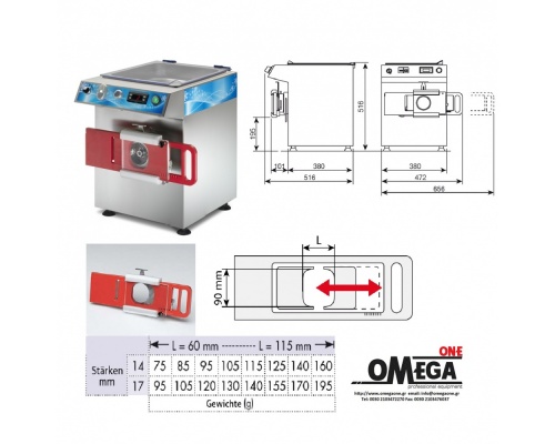 Gekühlter Fleischwolf max 300 Kg/h mit halbautomatischer Hamburgermaschinen-Anwendung Omega Group C/E R22H