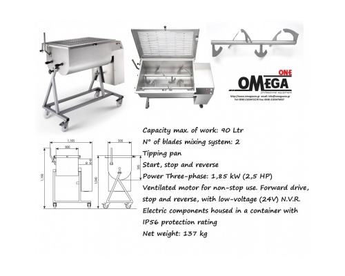 Kneader Meat Mixer 90 Ltr -Two blades 