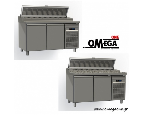 Refrigerated Salad & Pizza Topping Unit dim. 1450x800x865/1020/1380 mm -Granite Top 