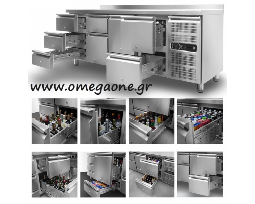 Edelstahl & Glas -Kühltisch -Schubladen Typ S4/S5/S6/S7, C4/C5/C6/C7, Z1/Z3, und Türabteil Typ  PA7/PB7/PAT7/PBT7/PK7, Serie 70