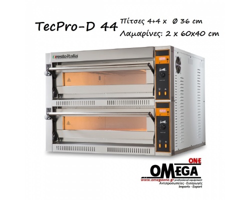 Ηλεκτρικός Διπλός Φούρνος Πίτσας (4+4 Πίτσες x ‎Ø 36 cm) Θερμοκρασία 450°C TECPRO-D 44 