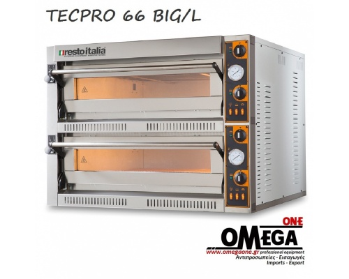Ηλεκτρικός Διπλός Φούρνος Πίτσας (6+6 Πίτσες x ‎Ø 36) Θερμοκρασία 500°C TLD 66 BIG/L 