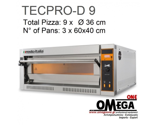 Elektro Pizzaofen 1 Backkammer 9 x ‎Ø 36 cm TECPRO-D 9 