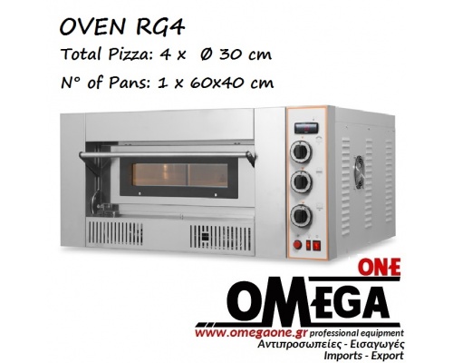 RG4 Single Deck Gas Pizza Oven 4 x ‎Ø 30