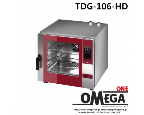 Μαγειρικής -6 GN 1/1 Κυκλοθερμικός Αερίου Combi Direct Steam Πάνελ Αφής Αυτόματη Πλύση PLUS TDG-106-HD