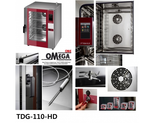 Μαγειρικής -10 GN 1/1 Κυκλοθερμικός Αερίου Combi Direct Steam Πάνελ Αφής Αυτόματη Πλύση PLUS TDG-110-HD