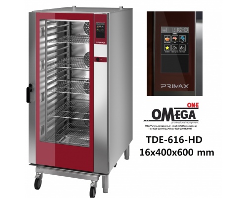 Elektro Heißluftofen für Bäckerei und Beschwadung 16 blechen 400x600 mm PLUS TDΕ-616-HD