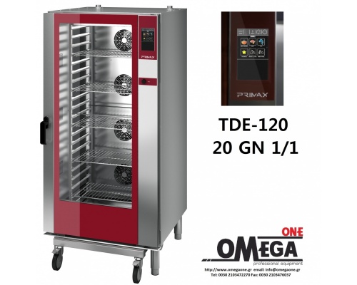 PRIMAX 20 GN 1/1 Gas Convection and Direct Steam Touch panel Oven for Gastronomy PLUS TDΕ-120-LD