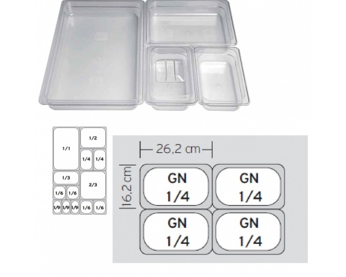 1/4 Δοχεία Polycarbonate Gastronorm GN