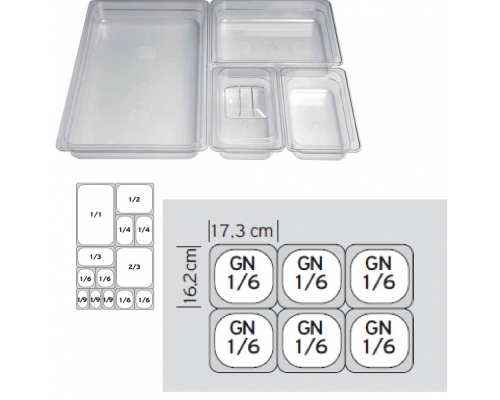 1/6 Δοχεία Polycarbonate Gastronorm GN 